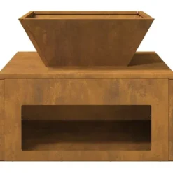 New BellaFurn Eldstad i Cortenstål - Stabil & Mobil Utomhuseldstad | Storlek: 50x50x40 cm | Färg: Rostbrun Öppna Spisar