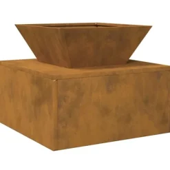 New BellaFurn Eldstad i Cortenstål - Stabil & Mobil Utomhuseldstad | Storlek: 50x50x40 cm | Färg: Rostbrun Öppna Spisar
