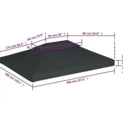Outlet Belvederetyg - - 4x3 m - Antracit - 310 g/m² - Vattentät Tält & Lusthus