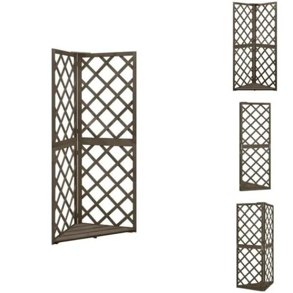 New Bersåer, spaljéer & pergolor - Living Hörnspaljé grå 50x50x145 cm massivt granträ Valvbågar, Spaljéer, Bersåer & Pergolor