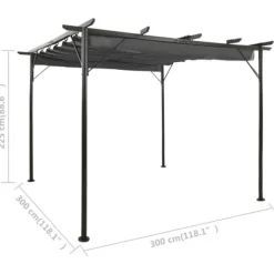 Bersåer, spaljéer & pergolor - Living Pergola med infällbart tak antracit 3x3 m stål 180 g/m²