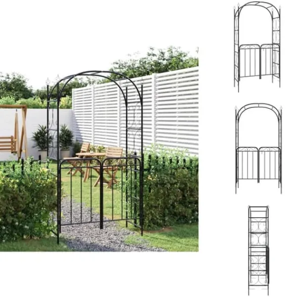 Best Bersåer, spaljéer & pergolor - Living Trädgårdsbåge med grind svart 108x45x235 cm stål Valvbågar, Spaljéer, Bersåer & Pergolor