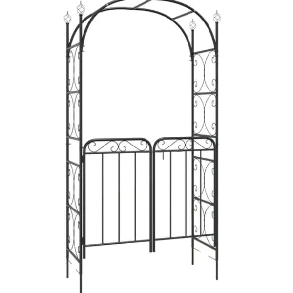Best Bersåer, spaljéer & pergolor - Living Trädgårdsbåge med grind svart 108x45x235 cm stål Valvbågar, Spaljéer, Bersåer & Pergolor