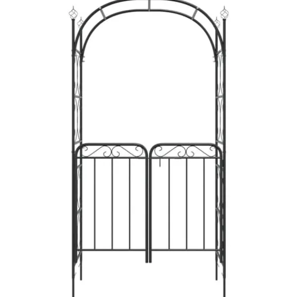 Best Bersåer, spaljéer & pergolor - Living Trädgårdsbåge med grind svart 108x45x235 cm stål Valvbågar, Spaljéer, Bersåer & Pergolor