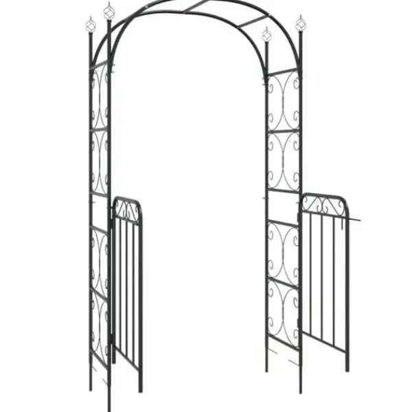Best Bersåer, spaljéer & pergolor - Living Trädgårdsbåge med grind svart 108x45x235 cm stål Valvbågar, Spaljéer, Bersåer & Pergolor
