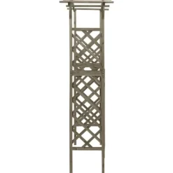 Online Bersåer, spaljéer & pergolor - Living Pergola med grind 116x40x204 cm grå massivt granträ Valvbågar, Spaljéer, Bersåer & Pergolor
