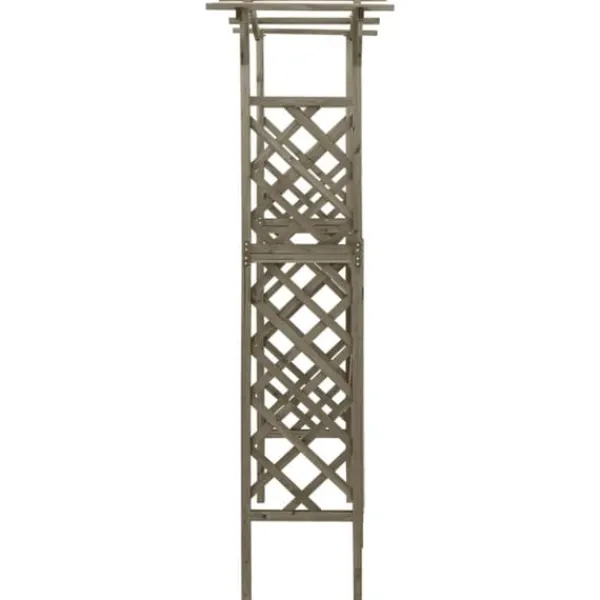 Online Bersåer, spaljéer & pergolor - Living Pergola med grind 116x40x204 cm grå massivt granträ Valvbågar, Spaljéer, Bersåer & Pergolor