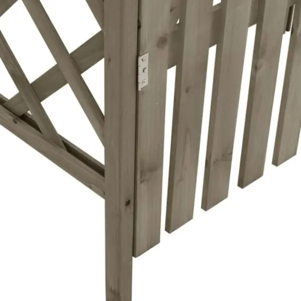 Online Bersåer, spaljéer & pergolor - Living Pergola med grind 116x40x204 cm grå massivt granträ Valvbågar, Spaljéer, Bersåer & Pergolor