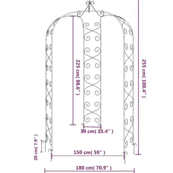 Outlet Bersåer, spaljéer & pergolor - Living Rosenbåge svart Ø180x255 cm stål Valvbågar, Spaljéer, Bersåer & Pergolor