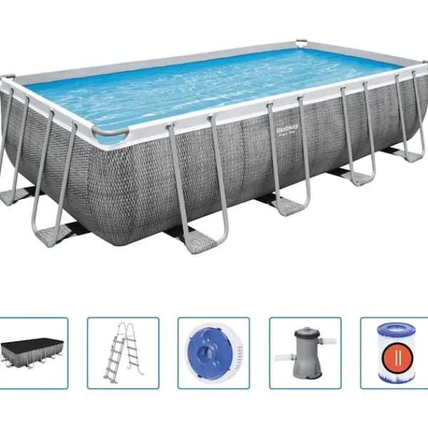 Best Pool Power Steel med tillbehör rektangulär 488x244x122 cm Pooler