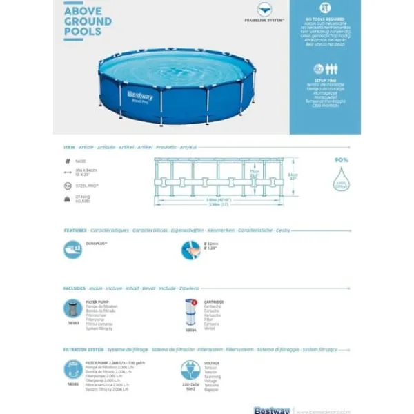 Best Pool Steel Pro - Poolpaket - 396x84 cm Pooler