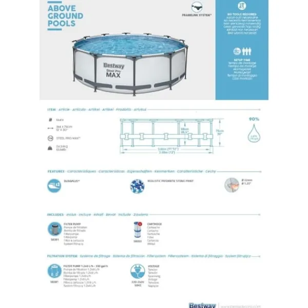 Bestway Pool Steel Pro MAX - Poolset - 366x76 cm