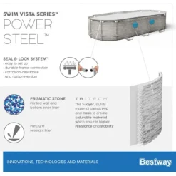 Bestway Power Steel Swim Vista II 549 x 274 x 122 cm med pump, stege etc.