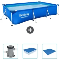 Bestway Rectangular Steel Pro Swimming Pool - 300 x 201 x 66 cm - Blå - Ingår Tillbehör CB40