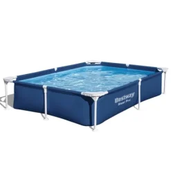 Bestway Rectangular Steel Pro Swimming Pool - 221 x 150 x 43 cm - Blå - Ingår Tillbehör CB37