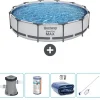 Sale Round Steel Pro MAX swimmingpool - 366 x 76 cm - Grå - Inklusive Tillbehör - CB54 Pooler