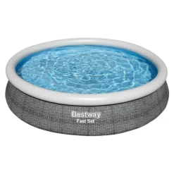 Best Round Uppblåsbar Fast Set Pool - Rottingtryck - 366 x 76 cm - Inklusive Tillbehör - CB54 Pooler