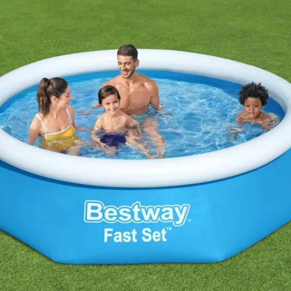 Bestway Round Uppblåsbar Fast Set Pool - 244 x 61 cm - Blå - Inklusive Tillbehör - CB51