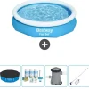 Best Round Uppblåsbar Fast Set Pool - 305 x 66 cm - Blå - Ingår Tillbehör CB5 Pooler