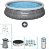 Bestway Round Uppblåsbar Fast Set Pool - Rottingtryck - 457 x 84 cm - Inklusive Tillbehör - CB14