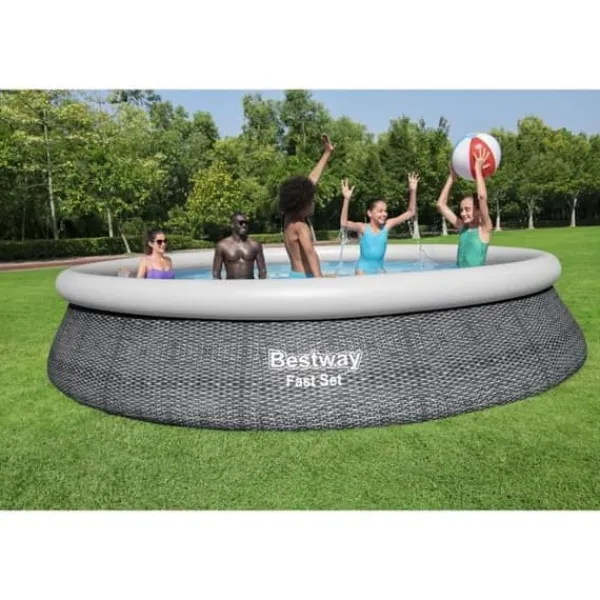 Best självbärande poolkit ovanjord - Fast Set - 457 x 84 cm - Rund (Levereras med pump och filtreringspatron) Pooler