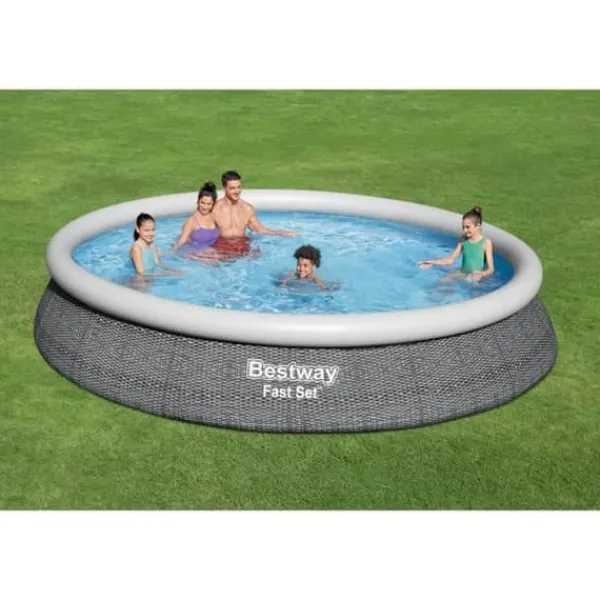 Best självbärande poolkit ovanjord - Fast Set - 457 x 84 cm - Rund (Levereras med pump och filtreringspatron) Pooler