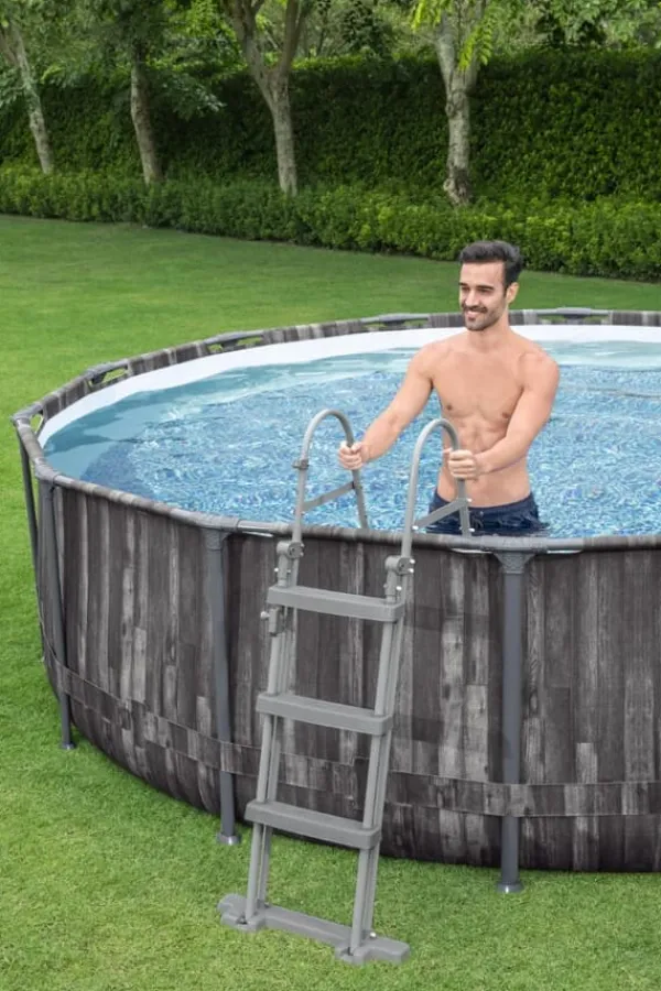 New Steel Pro MAX Frame Pool 366x100cm Stone m/pump, stege Pooler