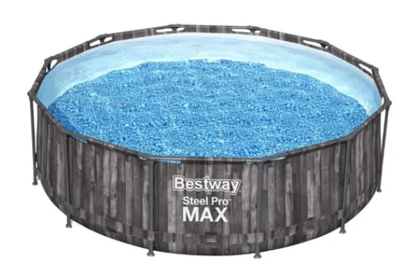 New Steel Pro MAX Frame Pool 366x100cm Stone m/pump, stege Pooler