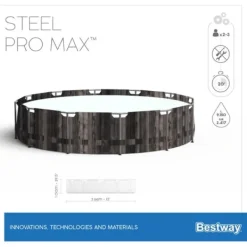 New Steel Pro MAX Frame Pool 366x100cm Stone m/pump, stege Pooler