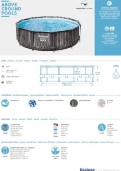 New Steel Pro MAX Frame Pool 366x100cm Stone m/pump, stege Pooler