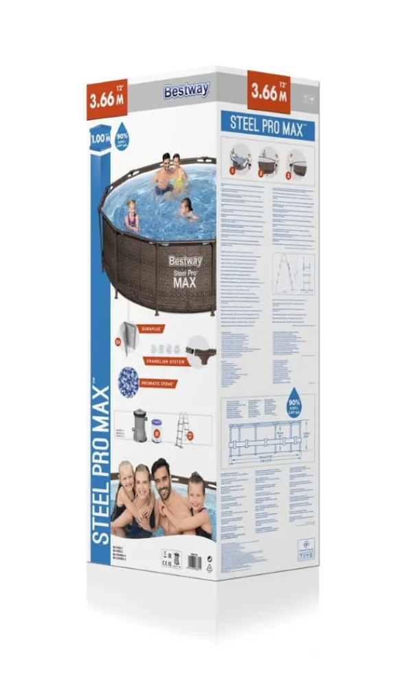 Bestway Steel Pro MAX Frame Pool 366x100cm Rattan m/pump, stege