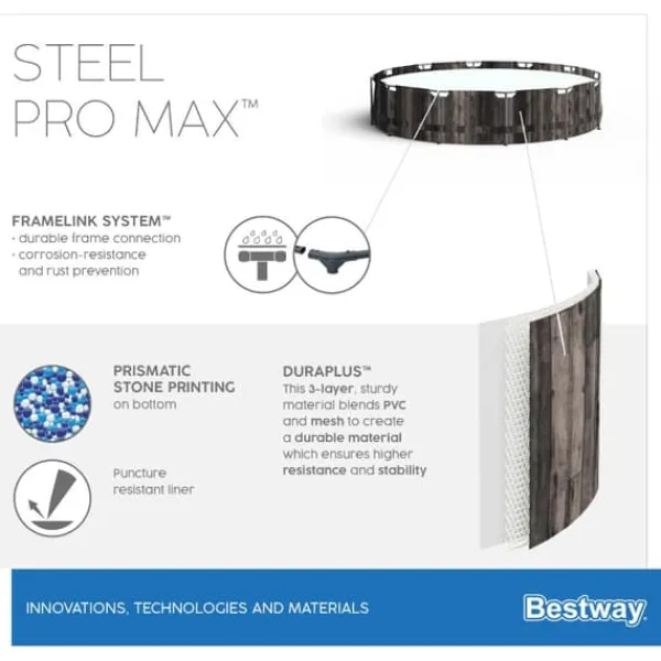 New Steel Pro MAX Frame Pool 427 x 107cm m/pump, stege - Ny modell! Pooler