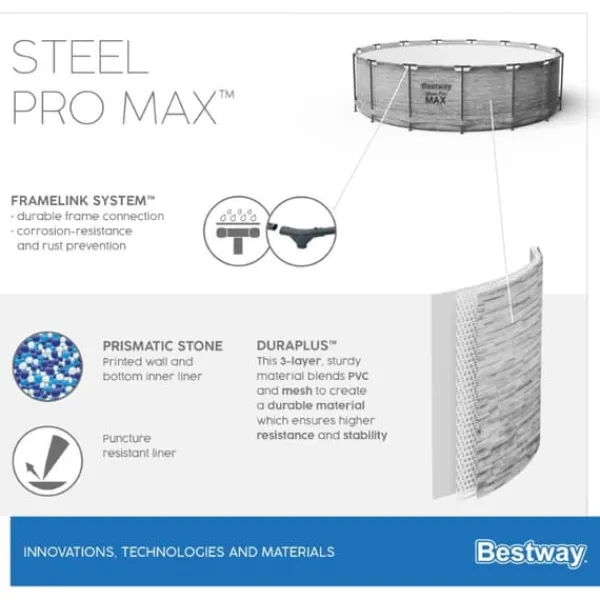 Bestway Steel Pro Max Frame Pool 549 x 122cm m/pump, stege - Ny modell!