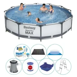 Clearance Steel Pro MAX Rund 366x76 cm - 8 delar - Poolerbjudande Pooler