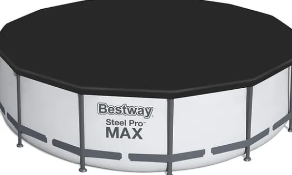 Viking Choice Bestway Steel Pro Max 549x122 cm Rund poolset över mark med pump, stege och lock - Arktisk grå