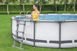 Viking Choice Bestway Steel Pro Max 549x122 cm Rund poolset över mark med pump, stege och lock - Arktisk grå