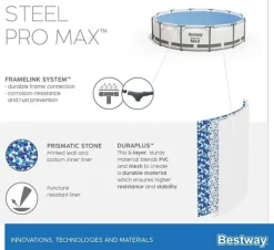 New Bestway Steel Pro Max 457x122 cm Rund poolset över mark med pump, stege och lock Pooler