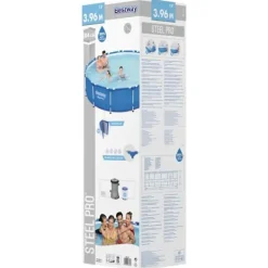 Bestway Steel Pro Pool 396x84 cm - Runt, hållbart | Färg: Blå | Storlek: 396x84 cm