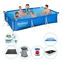 Online Steel Pro rektangulär 300x201x66 cm - Kombinationserbjudande för pool Pooler