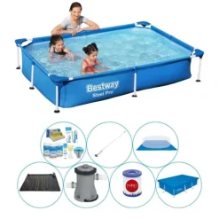 Sale Steel Pro rektangulär 221x150x43 cm - Poolset Pooler