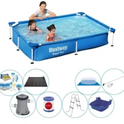 Outlet Steel Pro rektangulär 221x150x43 cm - 9-delad - Smart Swimming Pool Deal Pooler