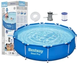 Viking Choice Bestway Steel Pro Rund rampoolset, 305x76 cm, inkluderar pump & filter, hållbar & enkel montering
