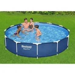 Bestway Steel Pro Tubular Above Ground Pool Kit 366 x 76 cm - Rund (levereras med filtreringspump och patron)