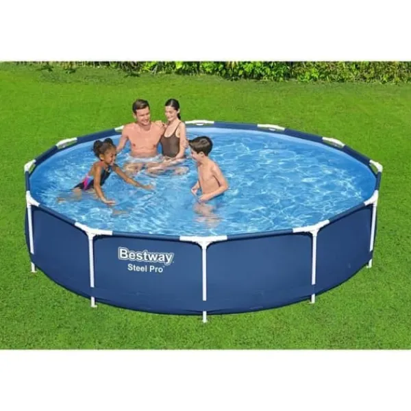 Bestway Steel Pro Tubular Above Ground Pool Kit 366 x 76 cm - Rund (levereras med filtreringspump och patron)