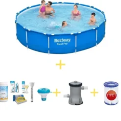 New Swimming Pool - Steel Pro - 396 x 84 cm - Inklusive WAYS underhållspaket, filterpump och filter Pooler