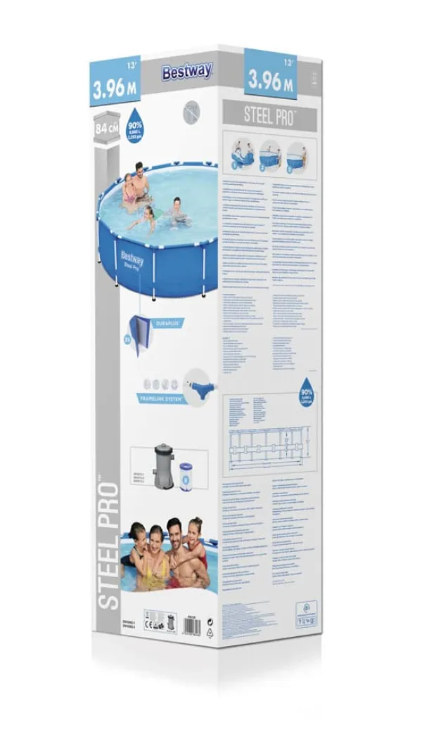 New Swimming Pool - Steel Pro - 396 x 84 cm - Inklusive WAYS underhållspaket, filterpump och filter Pooler