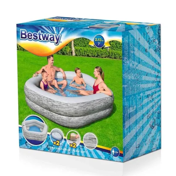Bestway Uppblåsbar familjepool 213x206x53 cm +6 År Trädgård 54423