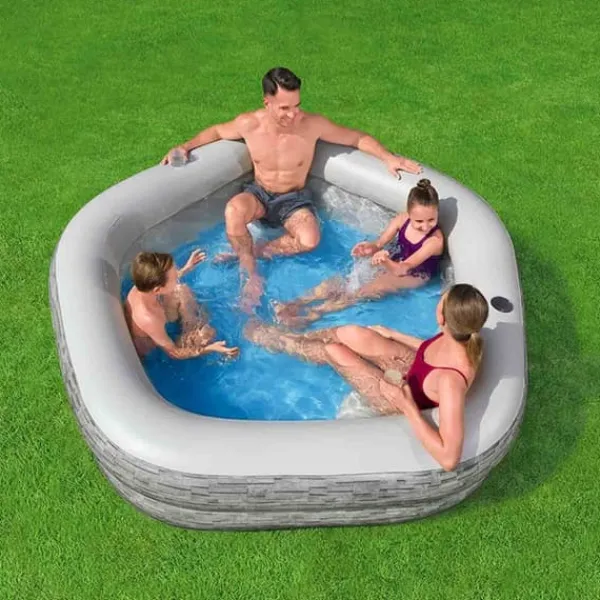 Bestway Uppblåsbar familjepool 213x206x53 cm +6 År Trädgård 54423
