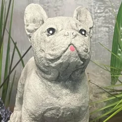 Online Betongbuldogg - En vacker stående hundstaty för din trädgård! Trädgårdsprydnader