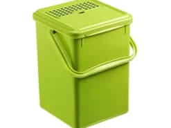 Clearance Bioavfallskärl, Rotho, mörkgrön, plast, 9 liter, med kolfilter i locket, plasthandtag Kompostering